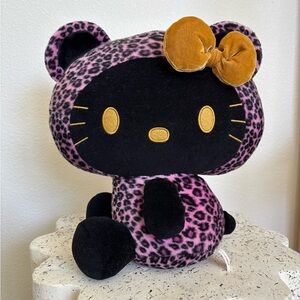 Rare HTF Sanrio Leopard Print Hello Kitty Plush Toy; Black & Gold